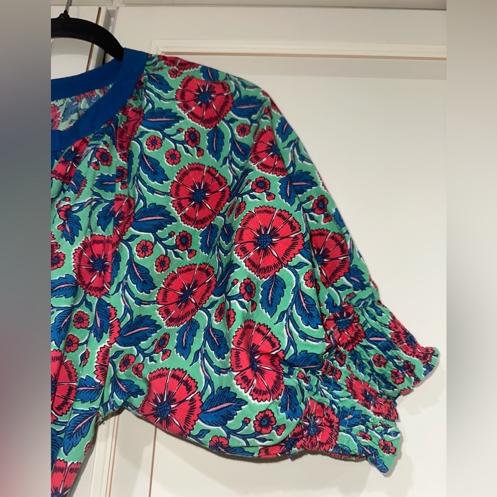 Printfresh x Paper Pencil Co Blue Red White Floral Printed Dress - Picture 4 of 8